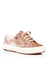 SUPERGA WOMEN'S CLASSIC VELVET LACE UP SNEAKERS,S00DJR0