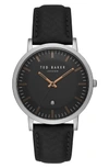 TED BAKER DAVID LEATHER STRAP WATCH, 40MM,TE15193001