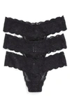 Cosabella Never Say Never Cutie Low Rise Thong 3 Pack In Black/ Black/ Black