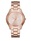 MICHAEL KORS SLIM 3591 RUNWAY ROSE GOLDTONE STAINLESS STEEL BRACELET WATCH,0400096029920