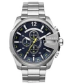 Diesel Men's Chronograph Mega Chief Stainless Steel Bracelet Watch 51mm In Silver