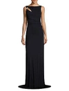 THEIA SHIRRED JERSEY GOWN,0400095603744