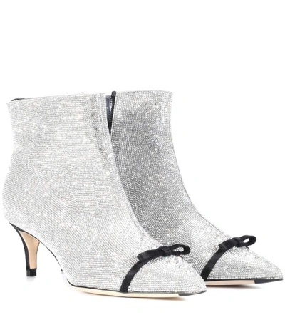 Marco De Vincenzo Rhinestone Embellished Ankle Boots In Black,silver