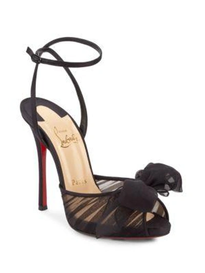 Christian Louboutin Artydiva Ruched Red Sole Sandal In Black