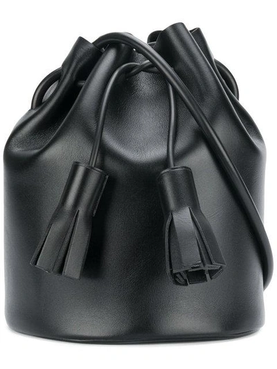 Building Block Drawstring Shoulder Bag In Black