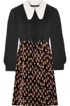 CHLOÉ EMBROIDERED CADY AND PRINTED VELVET MINI DRESS