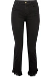 FRAME LE HIGH FRAYED STRAIGHT-LEG JEANS