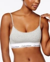 Calvin Klein Modern Cotton Adjustable Strap Bralette Qf1730 In Grey Heather
