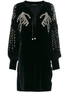 WANDERING WANDERING SEQUIN AND FAUX PEARL EMBROIDERED DRESS - BLACK,WGW1740712427646