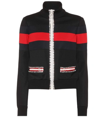 Gucci Crystal-embellished Technical Jersey Sweatshirt In Black