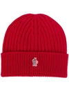 MONCLER MONCLER GRENOBLE RIBBED BEANIE - RED,00259000476112398307