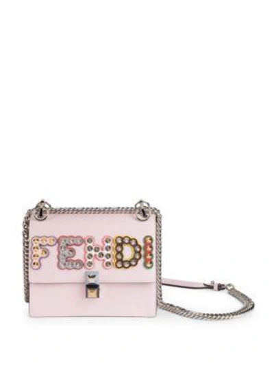 Fendi Mini Kan I Studded Leather Crossbody Bag In Pink Multi