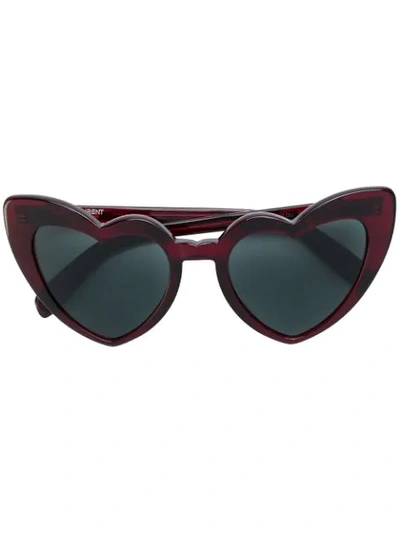 Saint Laurent Loulou Heart-shaped Acetate Sunglasses In Brown