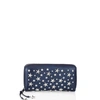 JIMMY CHOO FILIPA Navy Pearlised Deerskin Wallet with Crystal Stars