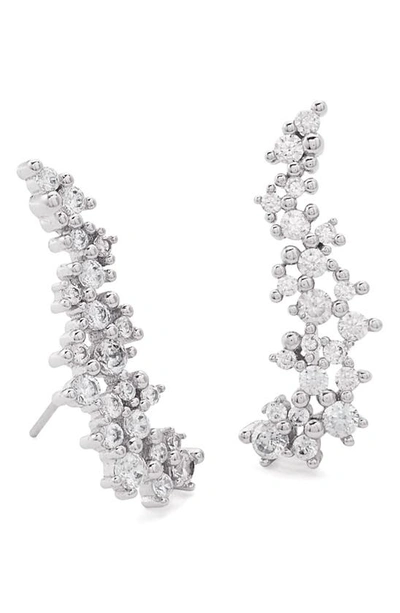 Kendra Scott Petunia Crystal Crawler Earrings In Silver
