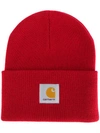 Carhartt Logo Patch Beanie Hat In Lr00