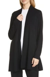 Eileen Fisher Petite Ultrafine Merino Wool Straight Long Cardigan In Black