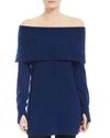 HALSTON HERITAGE FOLD-OVER OFF-THE-SHOULDER WOOL & CASHMERE SWEATER,HTA090780