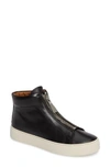 Frye Lena Zip High Top Sneaker In Black Leather