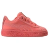 PUMA GIRLS' TODDLER BASKET CLASSIC VELOUR CASUAL SHOES, PINK - SIZE 9.0,2325997
