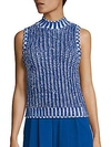 ALICE AND OLIVIA Tomi Sleeveless Textured Two-Toned Sweater,0400094395401