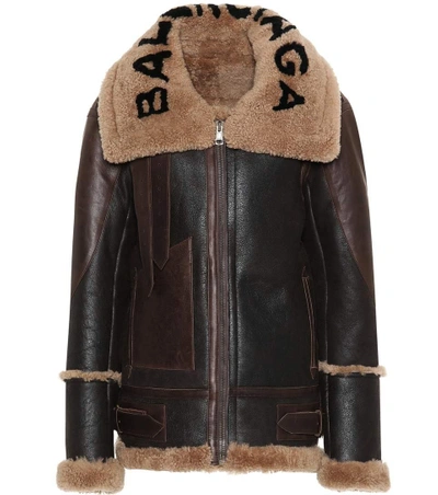 Balenciaga The Bombardier Shearling Jacket In Brown