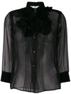 Givenchy Sheer Ruffle Placket Blouse In Black