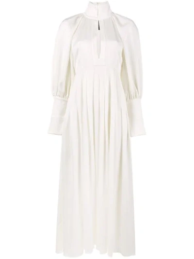 Ellery Prophet Button-embellished Stretch-silk Dress In White