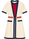 GUCCI GUCCI BELTED WOOL SILK DRESS - WHITE,493524ZJE9612432872