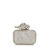 JIMMY CHOO CLOUD Silver Embroidered Clutch Bag with Crystal Knot Clasp,CLOUDWKO S