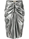 SAINT LAURENT metallic ruched mini skirt,491327Y010R