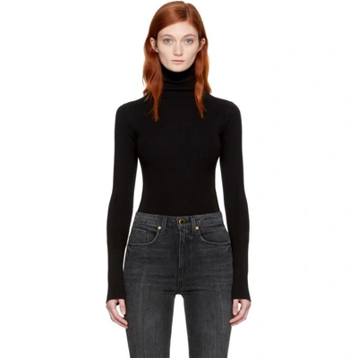 Khaite Cate Roll-neck Ribbed-knit Bodysuit In Black