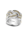 LAGOS 18K GOLD & STERLING SILVER TORSADE RING,03-80469-7