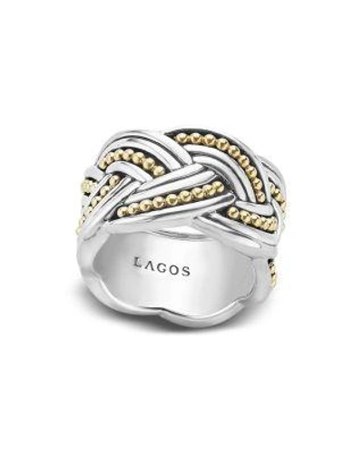 Lagos 18k Gold & Sterling Silver Torsade Large Round Ring In Silver/ Gold