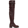 PRADA Burgundy Buckle Over-the-Knee Boots