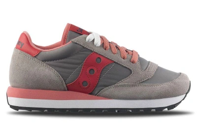 Saucony Jazz Grey And Pink Suede And Nylon Trainers In Grigio