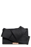 Ted Baker Fefee Satin Knotted Bow Clutch - Black In Black