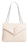 Saint Laurent Medium Loulou Calfskin Leather Shoulder Bag - Pink In Marble Pink