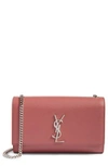 Saint Laurent Medium Kate Calfskin Leather Wallet On A Chain - Pink In Marble Pink