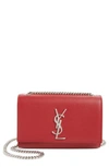 SAINT LAURENT SMALL KATE GRAINED LEATHER CROSSBODY BAG - WHITE,469390BOW0N