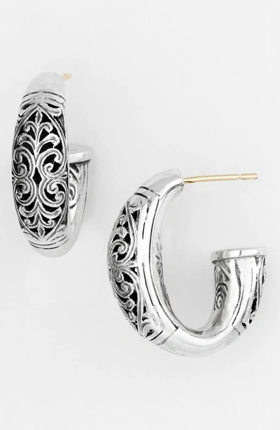 Konstantino Sterling Silver Etched Hoop Earrings In Silver Gold