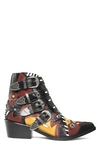 TOGA BUCKLED MULTICOLORED-LEATHER WESTERN BOOTS,AJ875 BLACK LEATHER MIX