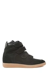 ISABEL MARANT BILSY CONCEALED-WEDGE LEATHER AND SUEDE TRAINERS,BK0037 17A039S 01BK BLACK