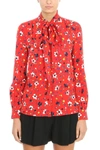 MARC JACOBS RED SILK FLORAL TIE NECK SHIRT,8715045