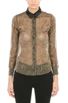 AMIRI BROWN SILK SHEER LEOPARD PRINT SHIRT,8718549