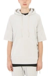 HELMUT LANG SIDE LACED GREY COTTON HOODIE,H04HM506