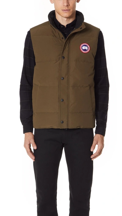 Canada Goose Garson Slim Fit Quilted Down Vest In Military Green