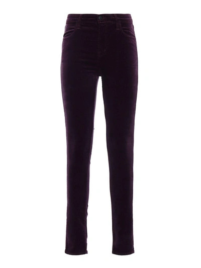 J Brand Maria Velvet Skinny Trousers In Dark Purple