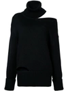 Monse Asymmetrical Cutout Turtleneck Sweater In Black