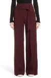 Theory High-waist Belted Wide-leg Pants In Dark Currant